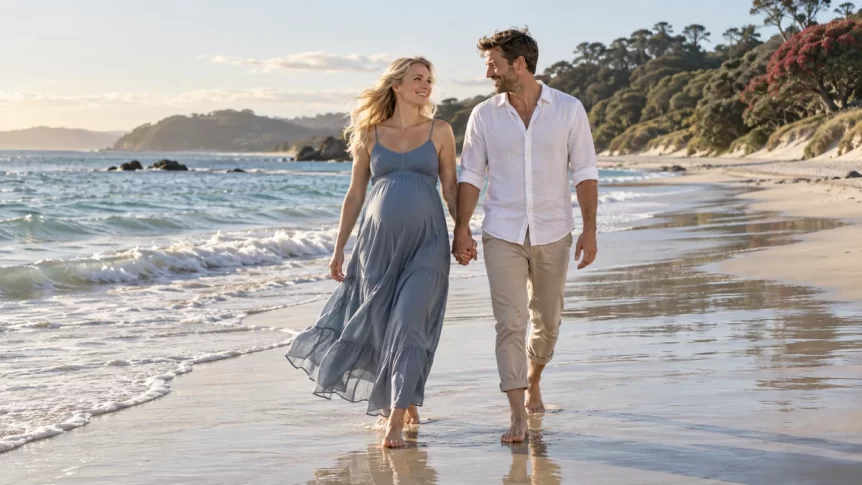 hypnobirthing confident couple beach